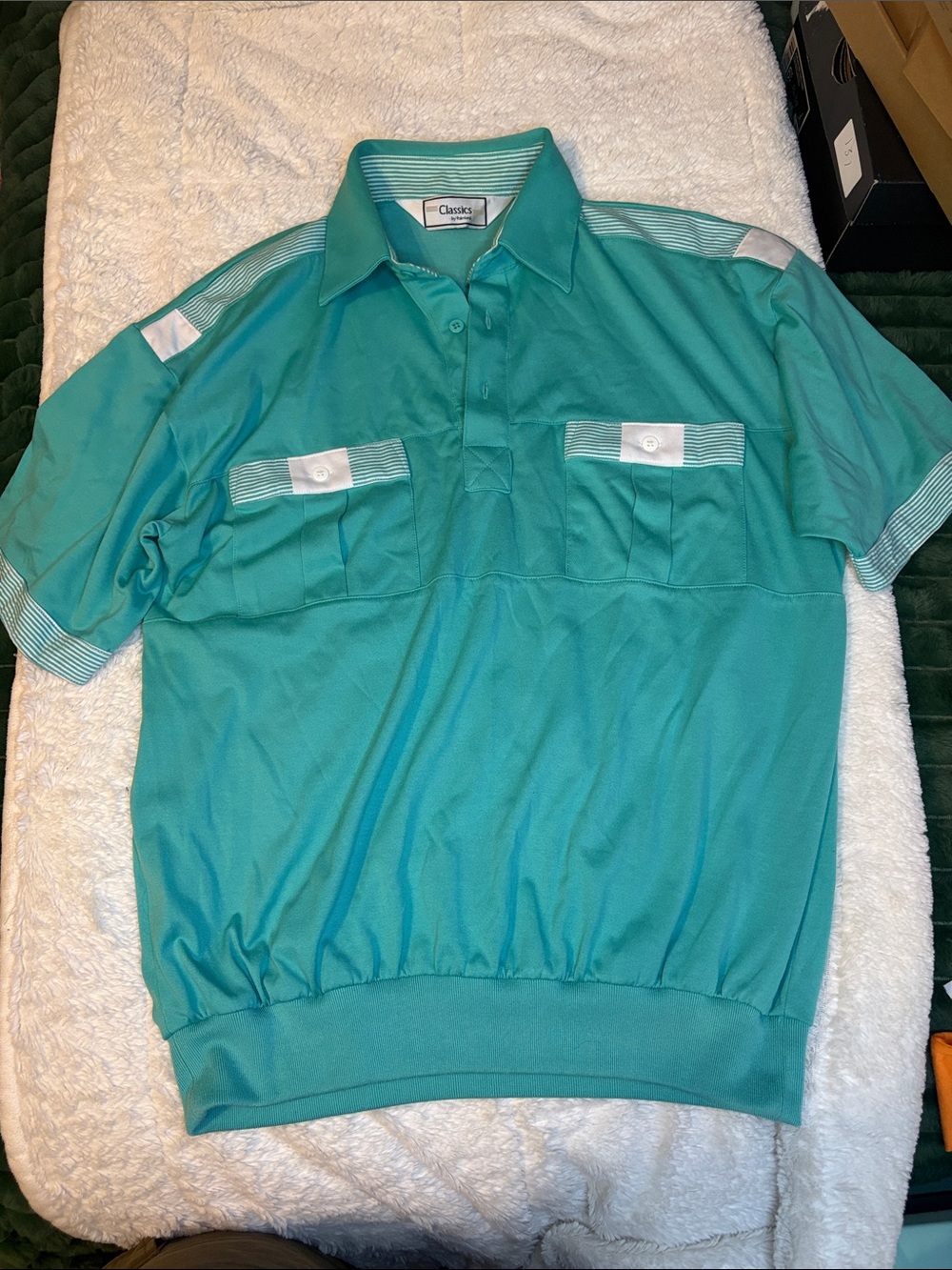 Classics by Palmland Men's Teal Green Polo with White Trim